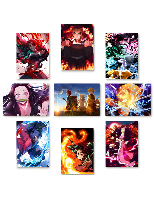 Demon Slayer Posters 10.5 x 14.8 cm 300 GSM (Pack Of 9)