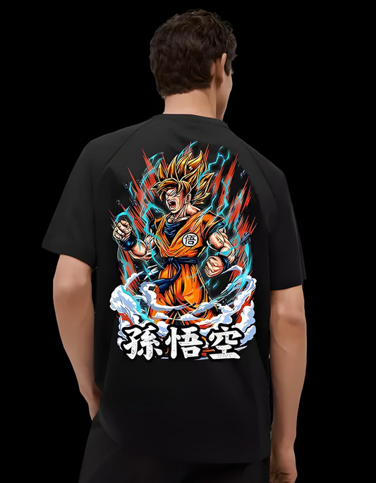 Dragon Ball Z Anime Character's Graphic print Round Neck Black T-shirt